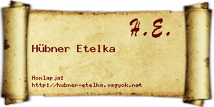 Hübner Etelka névjegykártya